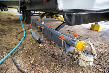 Camco Rhino RV Sewer Hose Support Kit - Up to 10” of Lift - Features Nesting Design for Easy RV Storage - Includes (6) 30” Section w/4 Stakes Each - Supports Up to 20-Feet of RV Sewer Hose (43071)