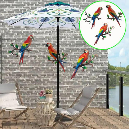 Limygus 3 Pack Colorful Tropical Metal Parrot Wall Art, Indoor Outdoor Hanging Decor for Garden Yard Balcony Bedroom