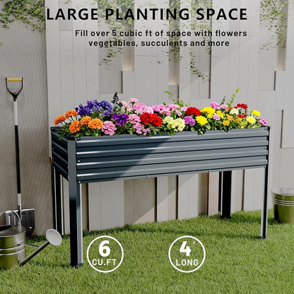Vengarus 2PCS 48×18×30in Galvanized Raised Garden Bed Outdoor with Legs Set | 300 Lb Capacity, Galvanized Steel, Rust-Resistant, Elevated Planter Box for Outdoor Garden, Patio, Balcony, Backyard, Grey