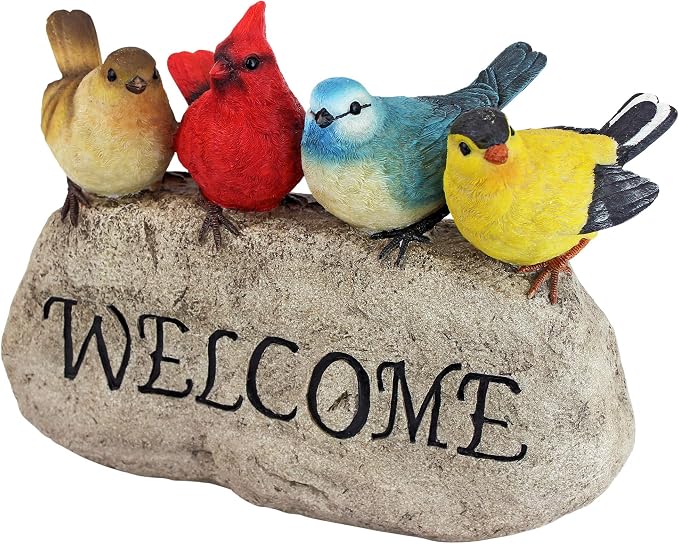 Birdy Welcome Garden Stone Statue: Large