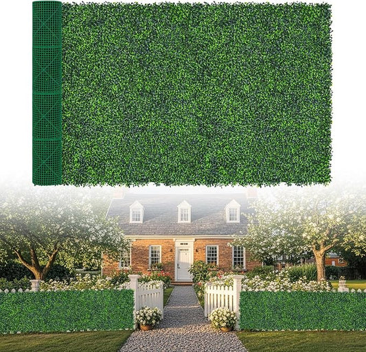 Artificial Boxwood Roll, 64x144 in (64 sqft) UV-Anti Faux Ivy Grass Wall Backdrop for Balcony Privacy, Fake Grennery Wall Decor for Garden, Patio, Backyard