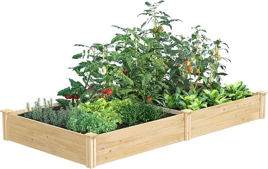 Greenes Fence Classic Cedar Raised Garden Bed, 4' x 8' x 10.5" (1/2" Thick) (2-Pack) - Made in USA with North American Cedar