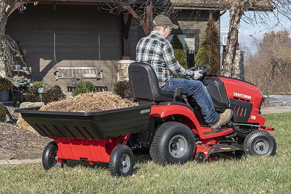 Craftsman Tow Poly Dump Cart for Lawn Tractors and ATVs, 350 lb Load Capacity, 10 Cu Ft Lawn and Garden Utility Trailer