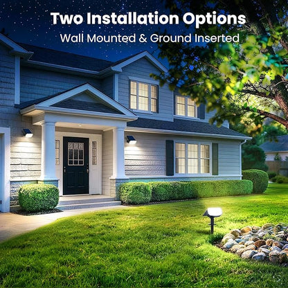 JEJOT Solar Lights Outdoor Waterproof IP65, Super Bright LED,Cool Light 2 Lighting Modes Selectable, Solar Powered Yard Garden Solar Spot Lights for Outside Landscape Auto On/Off -8 Pack
