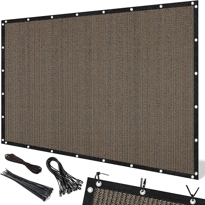 Artpuch 90% Sun Shade Cloth, 12 x 12 FT Pergola Shade Cover Canopy with Grommets, Sun Screen Fabric Tarp for Patio, Outdoor, Garden, Backyard, Mocha