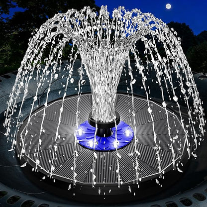 SZMP 3.5W Upgraded Glass Panel Solar Fountain with Auto White LED Night Show, Anti-Drift & Run-Dry Protection, 7 Nozzles Floating Bird Bath Fountain for Garden, Pond, Outdoor (Black)
