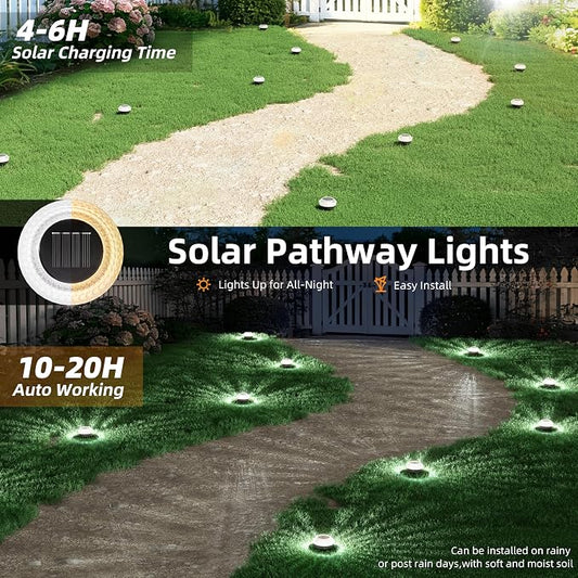 VOLISUN Solar Ground Lights Outdoor, 3 Pack Flat Solar Powered Disc Lights, IP68 Waterproof White