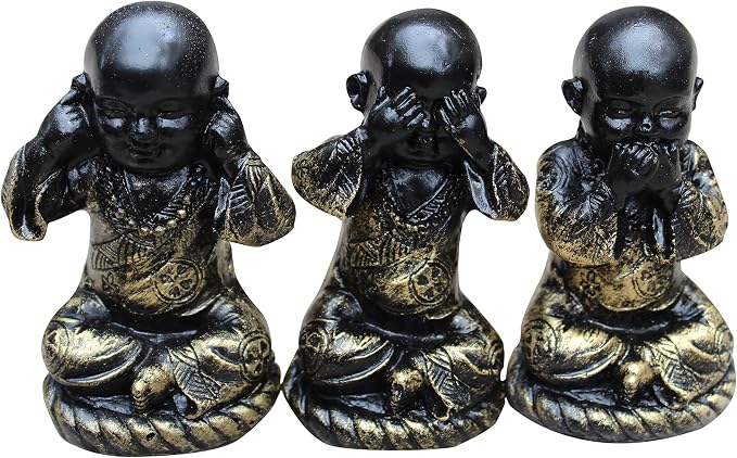 Zen Garden Meditation Garden 3 Buddha See, Speak, Hear No Evil Statues, Incense Holder, Incense, 2 Tea Light Holders, Rocks, Sand, Rake (Candles Not Included)