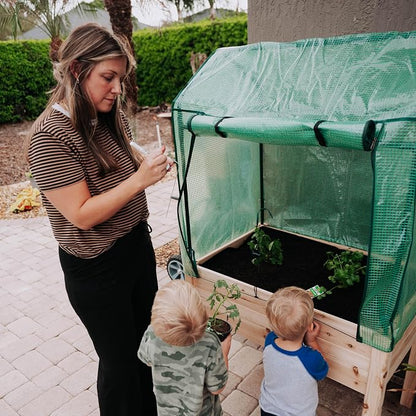 Backyard Expressions 36"x24" Elevated Garden Bed with Greenhouse Cover – Raised Wooden Planter Box with Legs, Mini Outdoor Greenhouse, 66" Tall