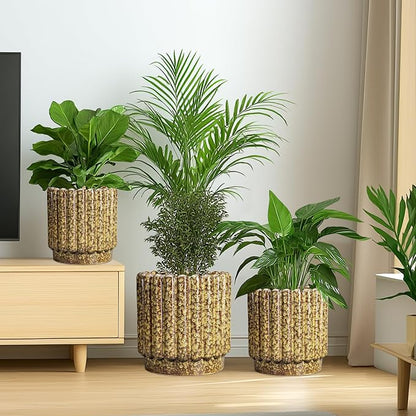 Ceramicfor Ceramic Plant Pots - 12 Inch Planter with Drainage Hole, Large Ceramic Flower Pots for Indoor Plants, Round Planter Outdoor, Living Room Decor, Gifts for Plant Lovers, Yellow