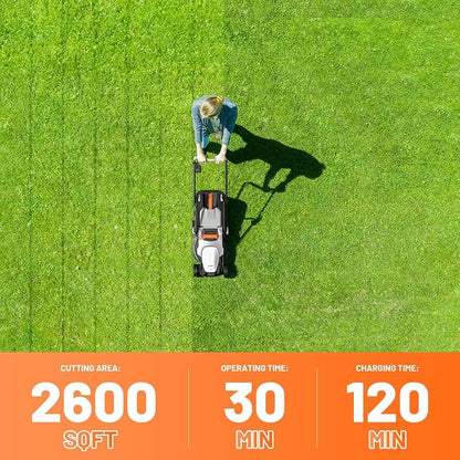 Litheli Cordless Lawn Mower 13 Inch, U20 Handy+ 20V Electric Lawn Mowers for Garden, Yard and Farm, 5 Heights Adjustment, Light Weight,2 x 4.0Ah Portable Battery Included