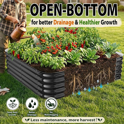 Square Galvanized Raised Garden Bed 4x4ft – Easy Home Gardening Planter Box for Vegetables & Flowers,Herbs – 12" Heavy Duty Outdoor Gardening Bed with Easy Assembly (Black)