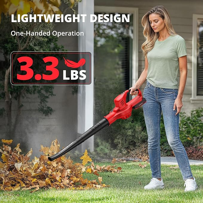 PowerSmart 20V Cordless Leaf Blower with 2.0Ah Battery and Charger, Lightweight Small Leaf Blower for Gutter 2024 Version