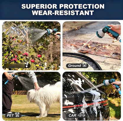 100FT Black Garden Hose, Lightweight No Kink Water Hose with 10 Function Spray Nozzle, 3/4 Inch Rust-Proof Aluminum Leak-Proof Connector for Yard Garden RV Outdoor Watering