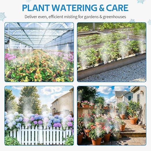 HOMENOTE Misting Cooling System, 26FT (8M) Misting Line + 7 Brass Mist Nozzles + Brass Adapter(3/4") Outdoor Mister for Patio Backyard Garden Greenhouse
