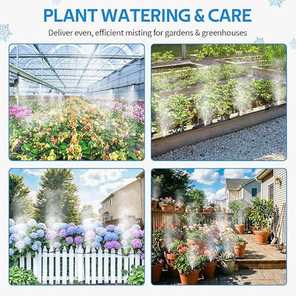 HOMENOTE Misting Cooling System, 26FT (8M) Misting Line + 7 Brass Mist Nozzles + Brass Adapter(3/4") Outdoor Mister for Patio Backyard Garden Greenhouse