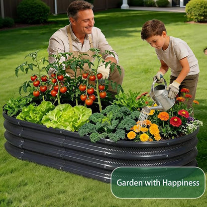 6×3×1 ft Gray Metal Galvanized Raised Garden Bed, Easy Assembly Outdoor Garden Planter for Gardening Fruit, Vegetables, Flowers & Herbs