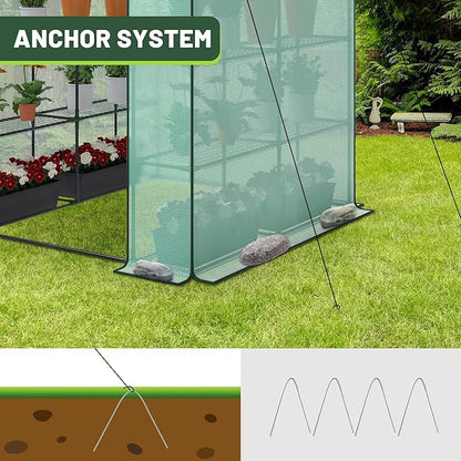 Nova Microdermabrasion Walk-in Greenhouse for Outdoors, 57 x 57 x 77 inch, Portable PE Cover Greenhouse with Anchors and Ropes Indoor Outdoor-3 Tier 8 Wired Shelves Plant Gardening Hot House
