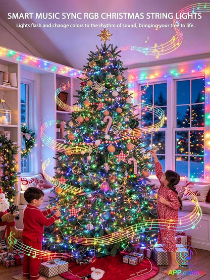 JMEXSUSS 600 LED RGB String Light Outdoor Indoor, Christmas Lights Outdoor Clear Wire Christmas Lights Plug in for Bedroom Tree Room Party Birthday Decorations