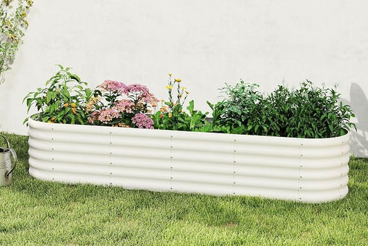 DDK Galvanized Raised Garden Bed, Outdoor Planter Bed, 8x2x1.5ft Metal Planter Box for Gardening and Planting,MW