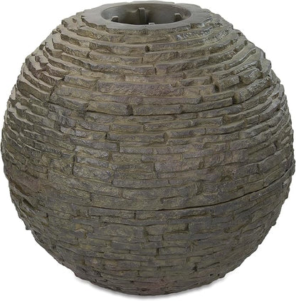 Aquascape Stacked Slate Sphere Fountain, 40 Inch Diameter (102 cm), Lightweight Fiber-Resin Composite Decorative Water Feature, Includes Tubing for Easy Setup, 78289