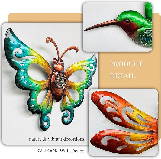 Hummingbird Butterfly Dragonfly Metal Wall Art, Hanging Wall decor Indoor | BVLFOOK; Ornament for Indoor Outdoor; 3 pack 9 inch; Living Room décor; Bedroom; Garden; Porch; Patio; Balcony