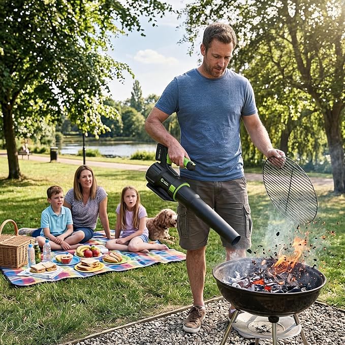 20V Electric Leaf Blower, 650CFM & 200MPH, 18,000 RPM | Battery Leaf Blower, Handheld Blowing for Lawn, Driveway, Small to Medium Yard Cleaning