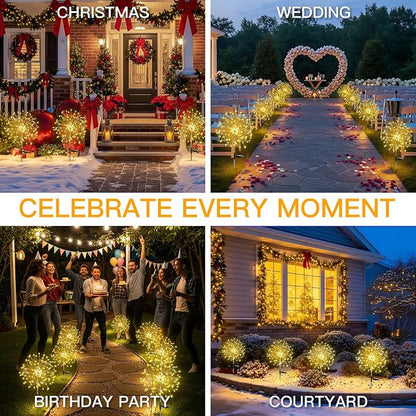 suddus Solar Garden Lights Outdoor Waterproof Decorative, Upgrade 2Pack 150LED Firework Lights, Solar Fairy Lights for Yard, Garden, Party, Patio, Pathway, Flowerbed - Warm White
