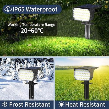 Solar Spot Lights Outdoor 6 Pack, [52 LED/ 6 Lighting Modes] Solar Lights Outdoor Waterproof IP65 Dusk to Dawn Solar Powered Landscape Spotlights for Outside Yard Garden Pathway Lawn