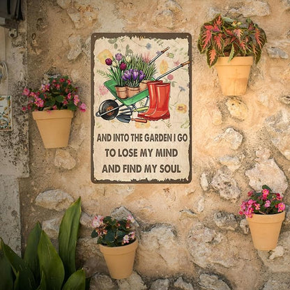 Funny Garden Signs I Go To Lose My Mind And Find My Soul Metal Tin Sign Gardens Signs Decorative Outdoor Yard Signs Decor 8x12 Inch