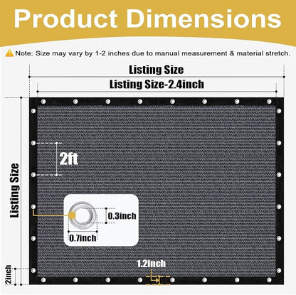 Shade&Beyond 90% Sun Shade Cloth with Grommets, 5' X 10' Pergola Shade Cover Canopy, Mesh Tarp Sun Screens for Patio, Outdoor, Garden, Backyard, Blue Gray