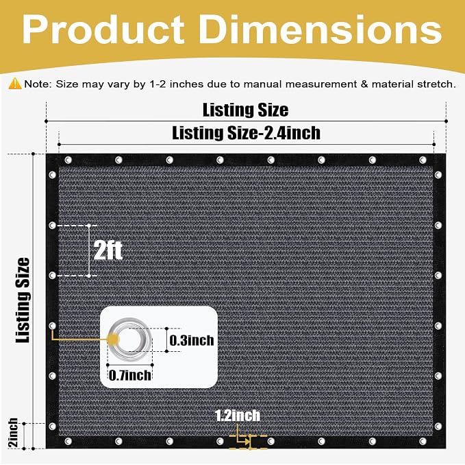 Shade&Beyond 90% Sun Shade Cloth with Grommets, 12' X 20' Pergola Shade Cover Canopy, Mesh Tarp Sun Screens for Patio, Outdoor, Garden, Backyard, Blue Gray