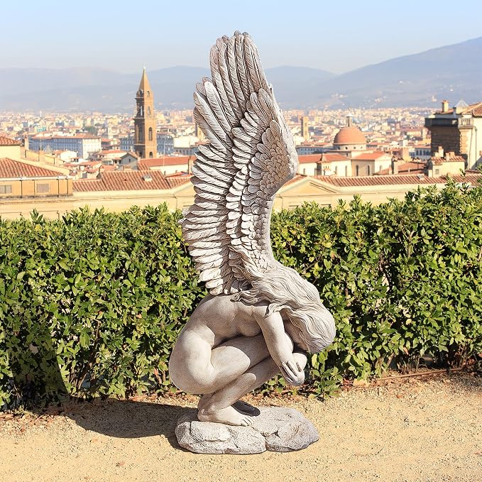 Design Toscano KY30700 Extended Grace Angel Garden Statue, 24 Inch, Antique Stone