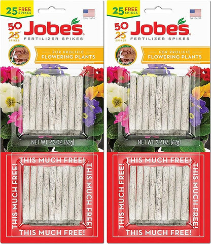 Jobe's Plant Food Fertilizer Spikes, 50 Count, Pack of 2 | For Indoor Flowering Houseplants | Easy Plant Care