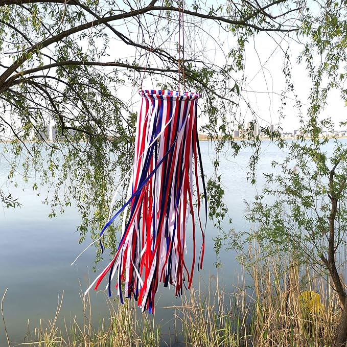 Satin Ribbon Windsock Streamer, Outdoor Decorations for Your Patio, Garden, Yard, Dock and Camper, 41-Inch, WS41-LBH