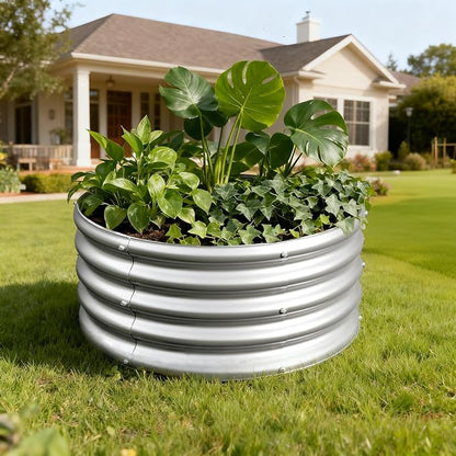 3Pack 2x2x1ft Galvanized Raised Garden Bed, Planter Raised Garden Beds Outdoor, Round Clearance Raised Garden Beds for Gardening Vegetables……