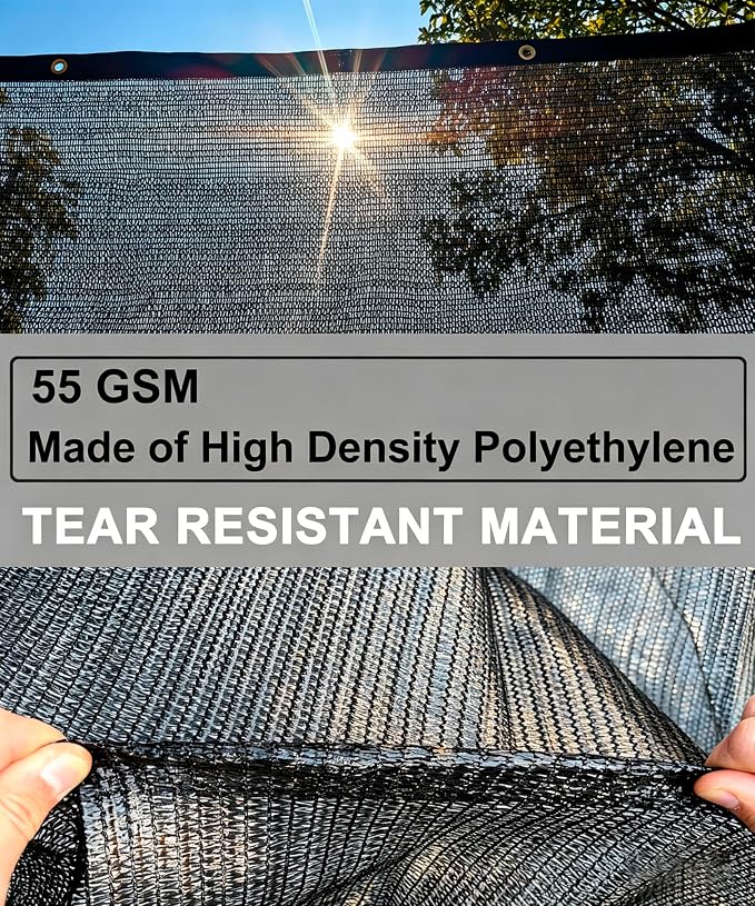 40%-50% Black Sun Shade Cloth for Garden -12 X 20Ft Mesh Tarp with Grommets | Sunshade Net for Vegetables, Greenhouse, Plants Cover, Patio, Chicken Coop, Barn & Kennel, Tomatoes