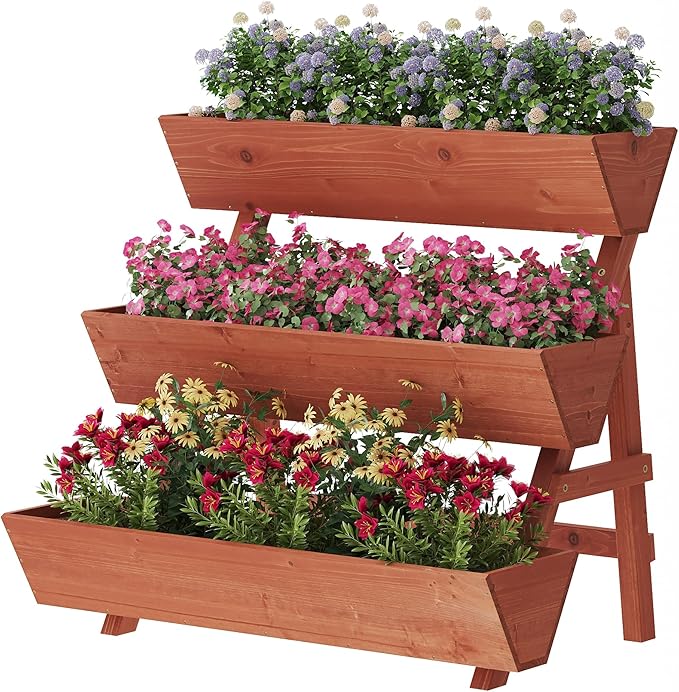 viewcare Raised Garden Bed, 3 Tier Vertical Garden Planter for Indoor & Outdoor, Raised Planter Box with Legs, Garden Planter Box for Flowers/Vegetables/Plants