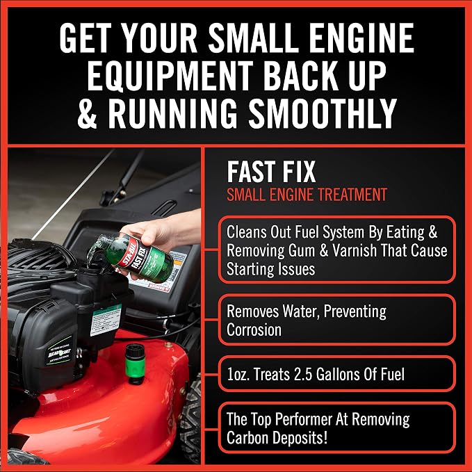 STA-BIL Fast Fix - Small Engine Treatment, Cleans Carburetors and Injectors, Fixes Rough Running Engines, Eliminates Water, Treats Up to 20 Gallons (22304), Green, 8oz (Pack of 2)