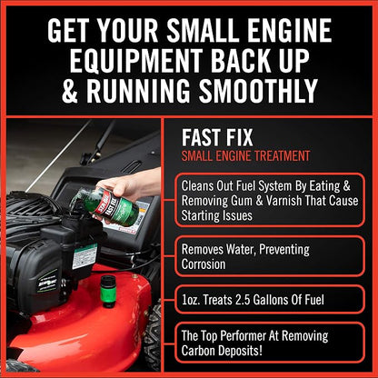 STA-BIL Fast Fix - Small Engine Treatment, Cleans Carburetors and Injectors, Fixes Rough Running Engines, Eliminates Water, Treats Up to 20 Gallons (22304), Green, 8oz (Pack of 2)