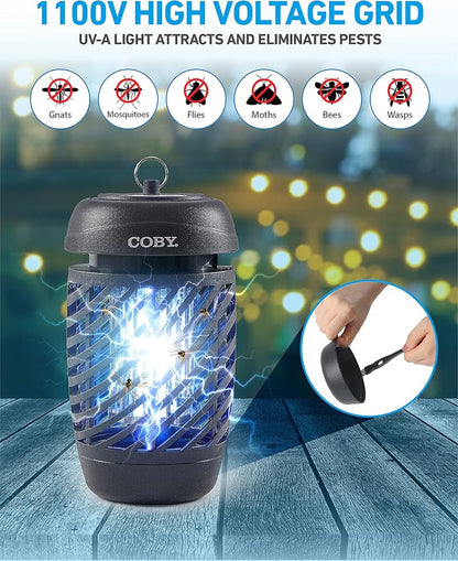 Coby Bug Zapper for Outdoor & Indoor, 10W, Covers 800 Sq. Feet, Non-Toxic, Chemical-Free, Black (CBZ1J6)