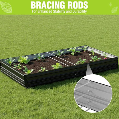 WORKPRO 2PK 7.5x4x1ft Outdoor Galvanized Raised Garden Bed, Rust-Resistant Planter Raised Beds for Vegetable, Flowers, Herbs, Black