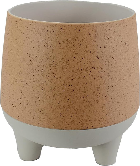 The HC Companies 6 Inch Orion Self Watering Planter - Lightweight Indoor Plastic Plant Pot for Herbs and Flowers, Muted Clay