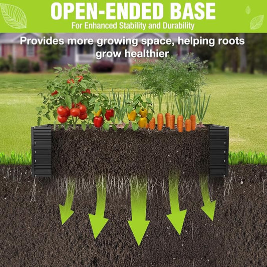 WORKPRO 7.5x4x2ft Outdoor Galvanized Raised Garden Bed, Rust-Resistant Planter Raised Beds for Vegetable, Flowers, Herbs, Black