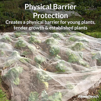AlpineReach Garden Netting Ultra Fine Mesh 10 x 34 ft - Durable Protection Barrier Net Cover for Vegetable Plants Fruits Flowers Crops Greenhouse Row Cover Raised Bed