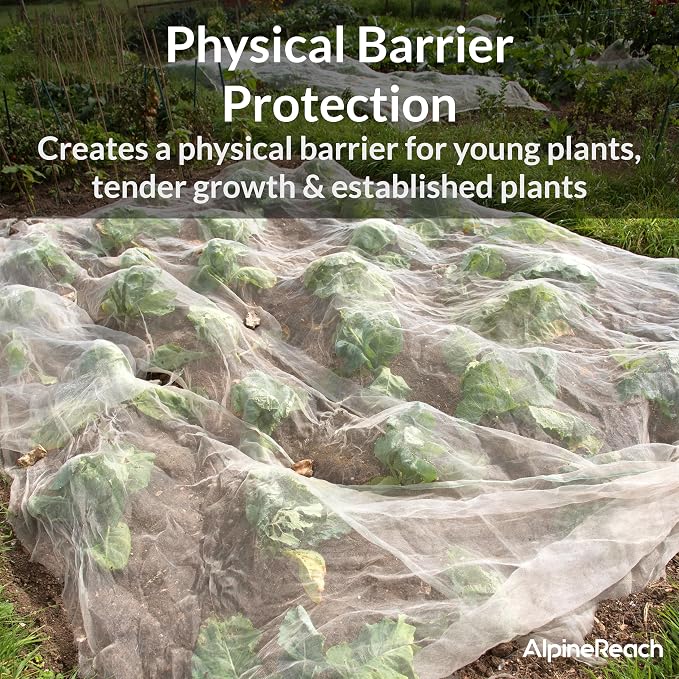 AlpineReach Garden Netting Ultra Fine Mesh 10 x 50 ft - Durable Protection Barrier Net Cover for Vegetable Plants Fruits Flowers Crops Greenhouse Row Cover Raised Bed