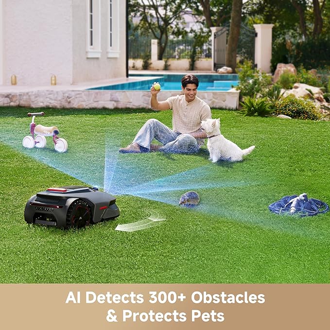 MOVA LiDAX Ultra 1000 Robot Lawn Mower Wire Free for 1/4 Acre, RTK-Free+360° 3D LiDAR+AI Vision Auto Mapping, Zero-Edge Cutting, Cutting Height 1.2"-3.9", 45% Slope, Up to 150 Managed Zones Dual Maps
