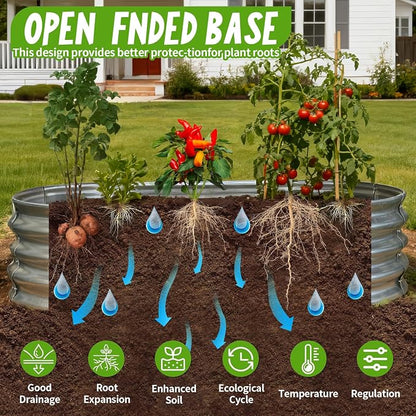 Galvanized Raised Garden Bed Kit, Planter Garden Boxes Outdoor, Oval Large Metal for Vegetables Fruits, Flowers Planter Boxes, Easy Assembly Garden Bed Kit (Silver, 4×2×1FT (1-Pack)