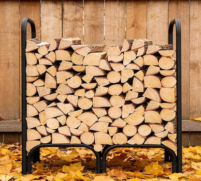 4ft Firewood Rack Heavy Duty Indoor Outdoor Firewood Storage Log Rack with Cover，Black Round Tube