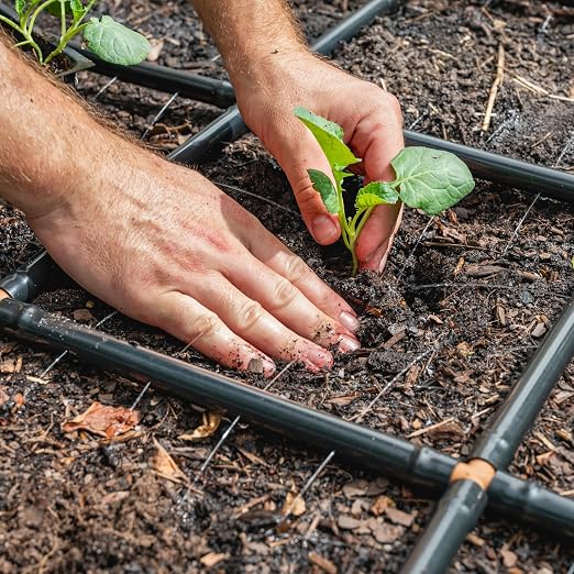 Garden Grid Watering System, 2x8 Cornerless | Garden Irrigation System for Garden Beds | Pre-Assembled, Waters Every Plant, USA-Made | Ideal for Beds w/Corner Posts or Curved Ends | 22.5"x88"